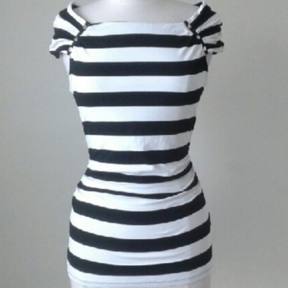 WHBM Striped off the shoulder top